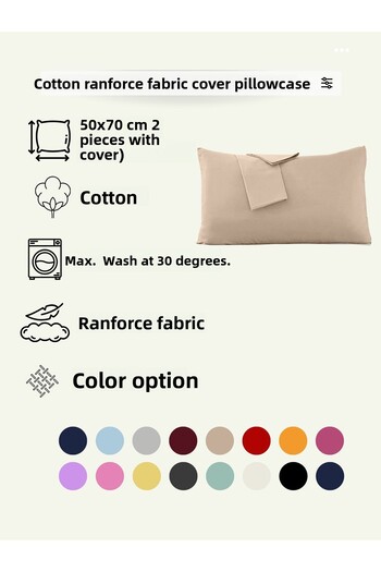 EVA 2 Pieces Pink Ranforce Cotton Pillow Case with Cover - 50x70 Cm