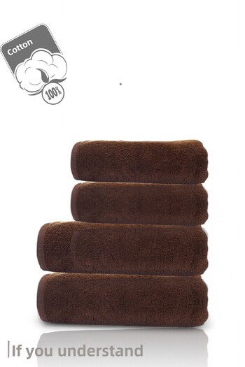 Anılsan 4 Brown Towel Set 100% Cotton - 2 Hand Towels 50X90 and 2 Bath Towels 70X140