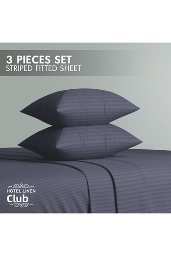 Hotel Linen Klub Double-Striped Fitted Sheet Set - Premium and Durable Quality, Deep Pocket for a Perfect Fit