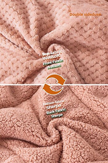 Evlen Home Collection Double Ultra Soft Plush Quilt - Double Sided Wellsoft Powder 200x220 Cm