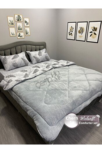 Çetinhome Çetinhome Double Patterned Welsoft Quilt Set (Without Sheets)