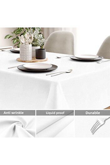 Evim Canvas White Liquid Proof Stain Resistant Tablecloth