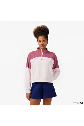 Converse Wordmark Kadın Yarım Fermuarlı Pembe Sweatshirt
