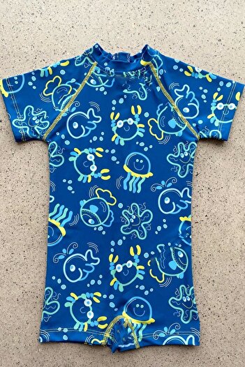 Starinci Mayo Children's Swimming Jumpsuit Sea Creatures Patterned