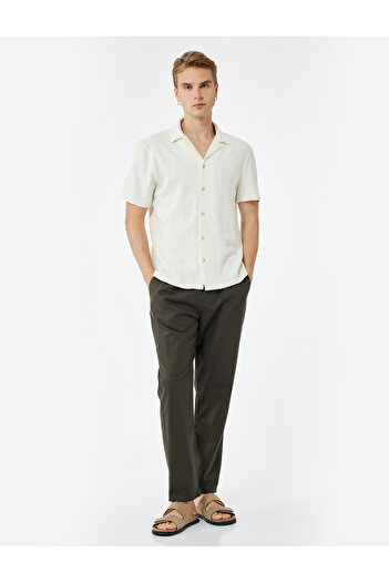 Koton Pocket Detailed Linen Cotton Blend Waist Lace up Trousers