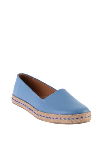 Bambi Mavi Hakiki Deri Kadın Espadril K01802021803