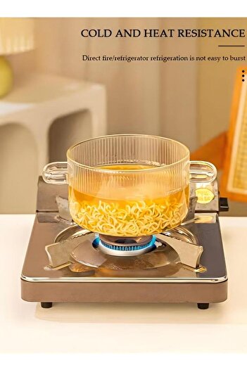 Generic Glass Cooking Pot Saucepan with Cover, 1600ml Heat Resistant Glass Cookware Stovetop Pot, Glass Stov