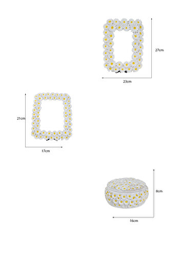 AYDİZAYN Double Daisy Frame and Decorative Polyester Sugar Bowl