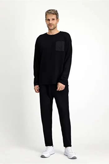 Kiğılı Home Long Sleeve Crew Neck 3-Piece Shorts Sleepwear Set