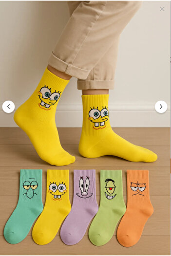 TTWAY Unisex Colorful Character Patterned College Socks 5 Pairs (Cotton)
