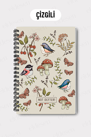 Eldesen Tasarım A5 Spiral Line School Notebook, 50 Sheets 100 Pages, Cardboard Cover Notepad
