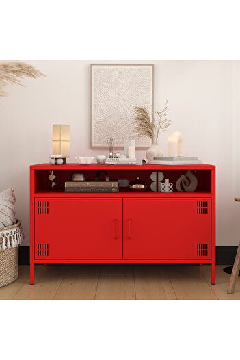 Furni24 Pera Tv Ünitesi, Tv Dolabı,2 Kapaklı, Açık Raflı 100,50 x 40 x 64,50 cm