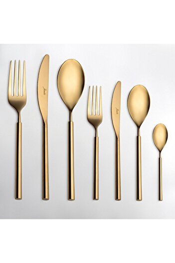 Jumbo 6000 Roller Titanyum Mat Gold 12 Kişilik 84 Parça Çatal Kaşık Bıçak Takımı