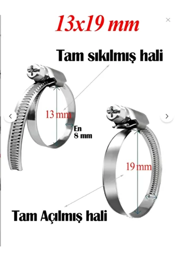 MGF PLAST Mgf 100 Pieces 13X19 mm Hose Clamp Torque Adjustable Stainless Steel Pipe Clip Clamping