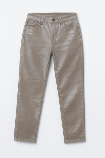 Bluewhite Women's High Waist Bright Candle Fabric Straight Fit Jean Pants
