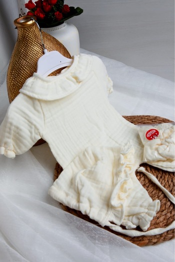 CDE Triple, Round Ruffle Collar Hospital Release Jumpsuit (Back Clip)