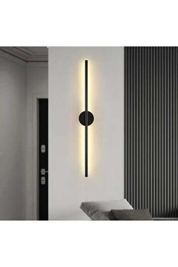 Betül Home Design Modern Dekoratif Pilli Led Duvar Aplik Aç-kapa Düğmeli Siyah 70 Cm ( 1 Adet )