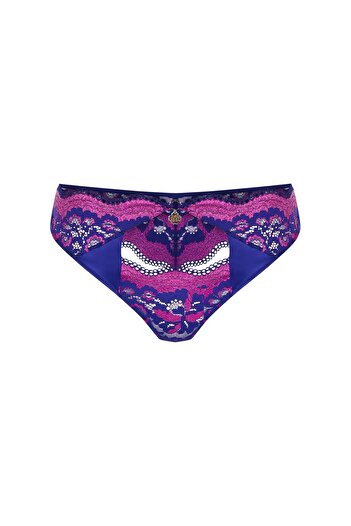 Feu De Elu Addria Saks Blue Satin Lace String