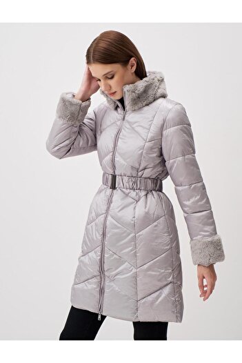 Jimmy Key Shiny Gray Slim Fit Puffer Jacket