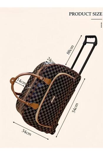 Generic Rolling Duffle Bag For Women, Large Capacity Travel Handbag With Adjustable Pull Rod