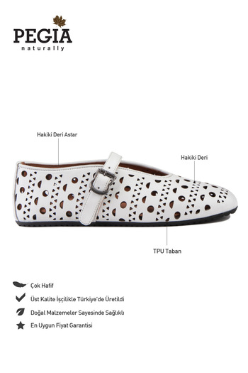 Pegia Genuine Leather Women's Patterned Ballerinas 700952