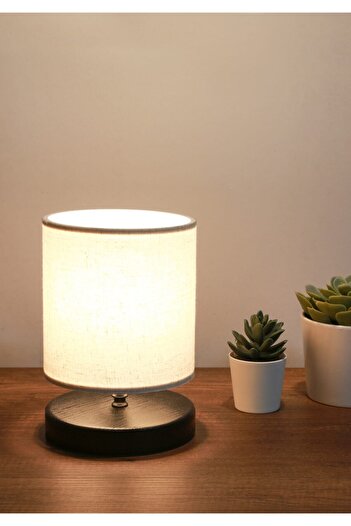 HOMİNG Pu Design Mini Abajur / Krem Kırçıllı Kumaş Başlık Ayd-3160