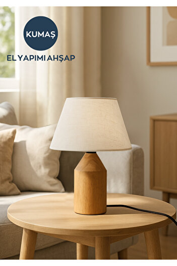 HOMİNG Homing Penna Natural Wood Handmade Lampshade Melted Fabric 241962