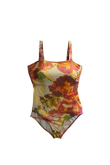 TooHot Women's Orange Lined Fixed Covered Recovery Swimsuit