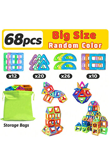 Choice 68pcs Magnet Toys Big size DIY Magnetic Building Blocks Construction Toys For Kids Building Blocks S