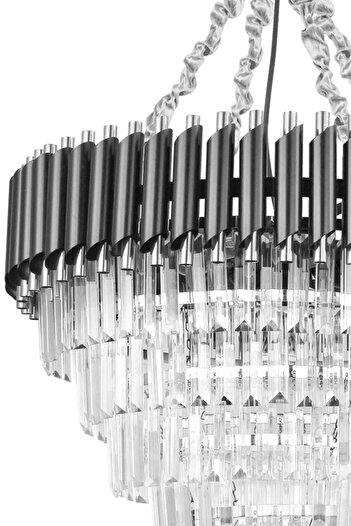 Avizemoda Palmira 60 Cm'lik Kristal Taşlı Lüks Avize 6'lı - (siyah-krom)