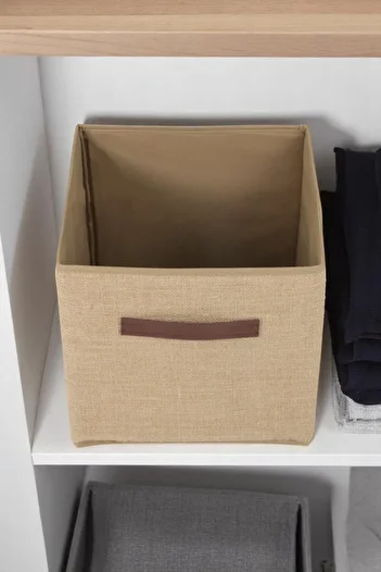 İronika Jute Lidless Box Closet Organizer Toy Goods Laundry Storage Box Organizer 30X30X30 cm