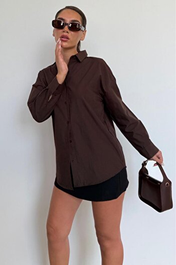 Madmext Brown Basic Women's Shirt Mg2355