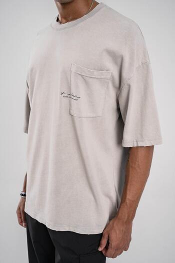 NOMARC Ανδρικό μπλουζάκι Young Atelier Written Cream Washable Oversize