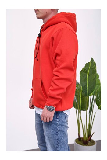NOMARC Basic Hooded Red Sweatshirt with Rope Detail