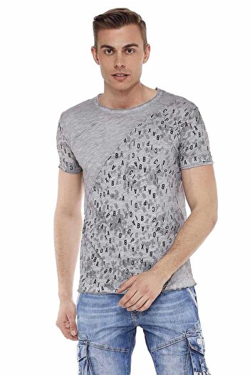 Cipo&Baxx CT469 Чоловіча футболка Slim Fit з нанесеним шовним принтом