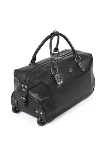 Quasar & Co. Geanta voiaj tip troler, duffle, 52x28x27 cm, piele ecologica, negru