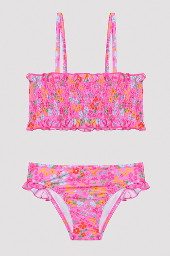 Penti Girl's Floral Bandeau Multicolored Bikini Set