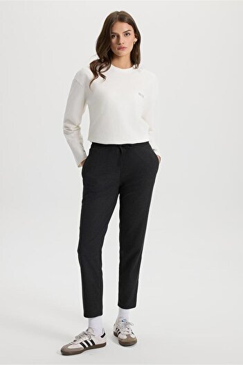 VENA Women's Alian Anthracite Elastic Waist Stitched Trousers