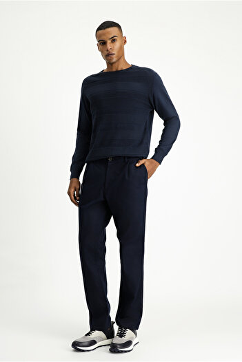 Kiğılı Relaxed Fit Comfortable Cut Lycra Pleated Canvas / Chino Pants