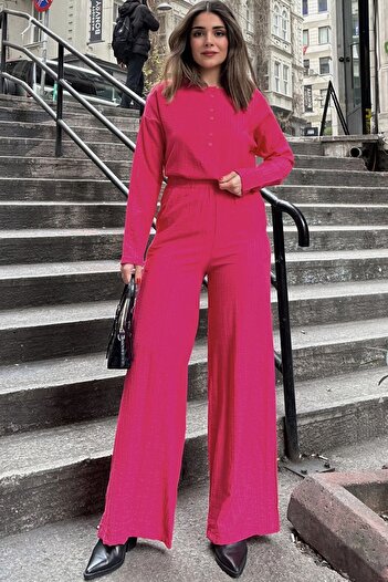 NEW LAVİVA Women's Crew Neck Blouse-Elastic Waist Maya Suit 700-3563