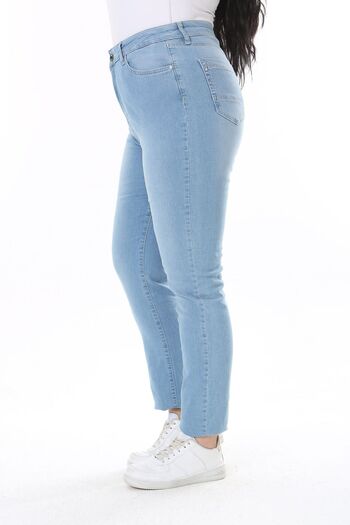 Şans Large Size High Waist Lycra Blue Jeans 5 Pockets - 65N38287