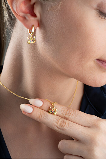 Silvano Jewelry 925 Ayar Gümüş Yengeç Takı Seti