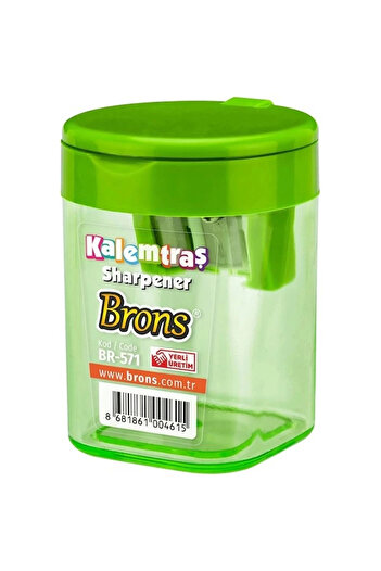 Brons Br-571 Double Hole Cylinder Pencil Sharpener with Chamber and Lid