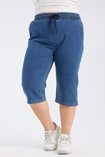 Gül Moda Large Size Jeans Capri Navy Blue G121-1