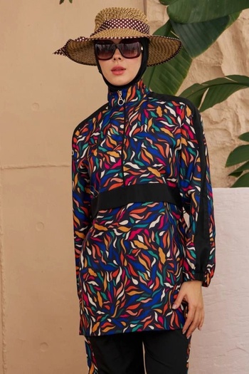Starinci Mayo Parachute Model Hijab Swimsuit - Black Colored Patterns
