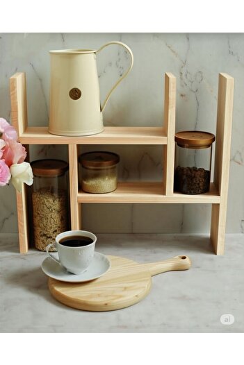 Ahşap Ailesi Multipurpose Wooden Desktop Bookshelf and Kitchen Countertop Organizer |   Decorative Shelf