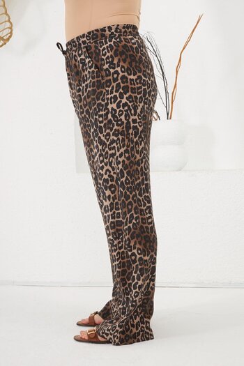 RMG Plus Size Elastic Waist Trousers Leopard