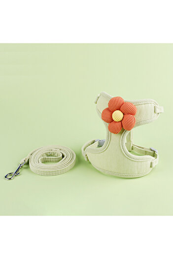 Choice S Green Cat Harness and Leash Sets Adjustable Dog Harness for Small Dog Leash Breashable Pet Harness
