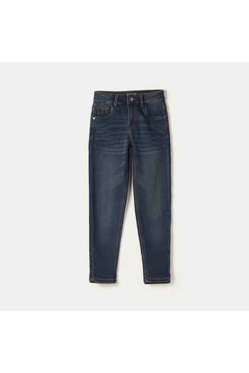 Juniors Solid Jeans with Button Closure and Pockets