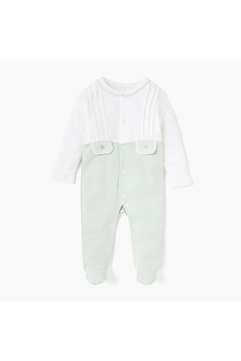 giggles Colourblock Closed Feet Sleepsuit with Button Closure